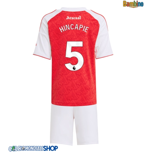 Maglie da calcio Arsenal Piero Hincapie #5 Prima Maglia Bambino 2025-26 Manica Corta + Pantaloni corti)